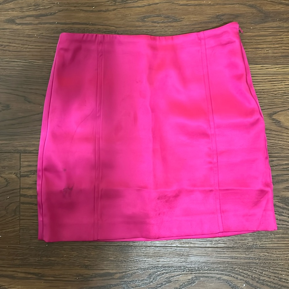 hot pink satin mini skirt